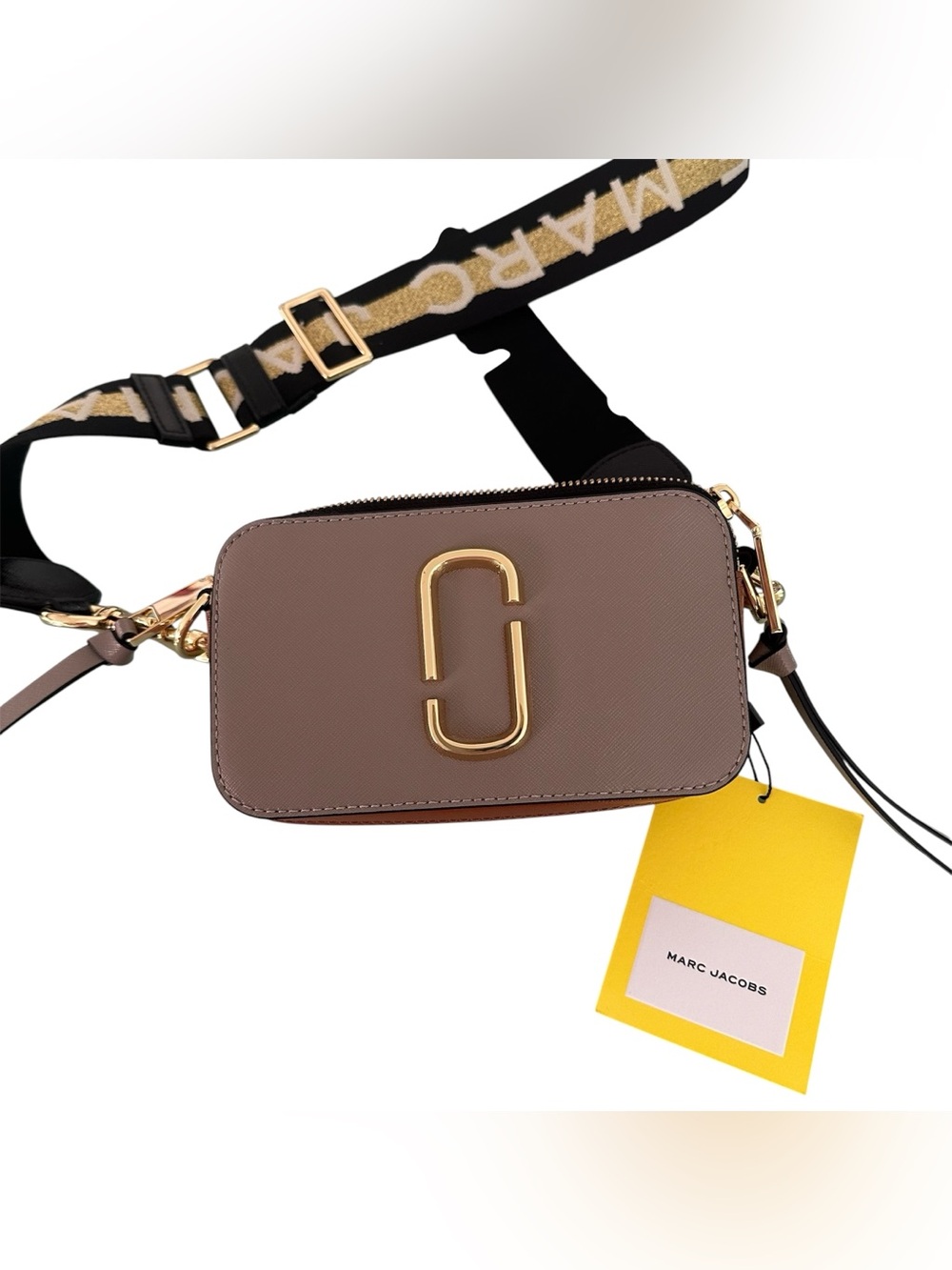 Marc Jacobs Leather Snapshot Camera Bag 
Taupe/Gold Logo Strap NWT